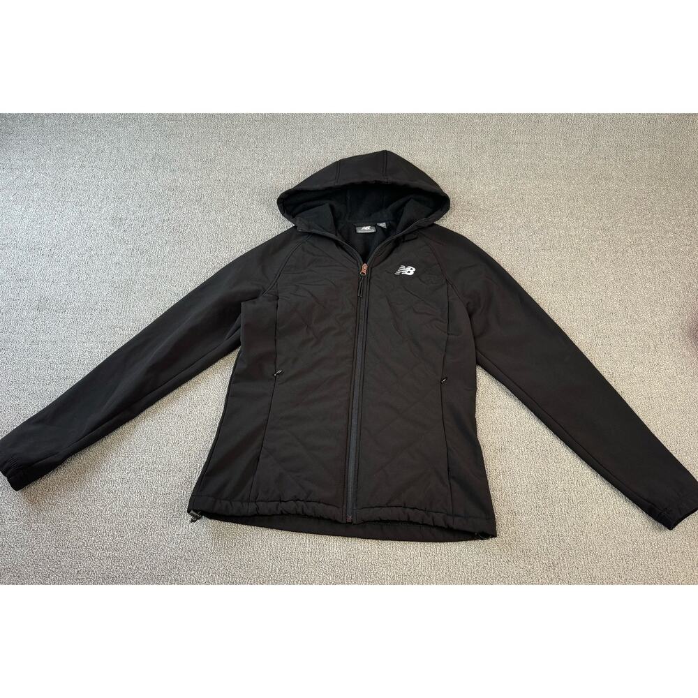 New Balance Jacket Coat Hooded Quilted Lightweight Black Size Small‎